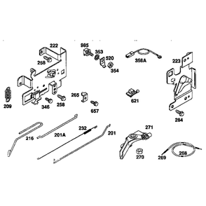 Governor Parts Diagram and Parts List for 259700-259799 0102, 0104, 0117 Briggs and Stratton Engine
